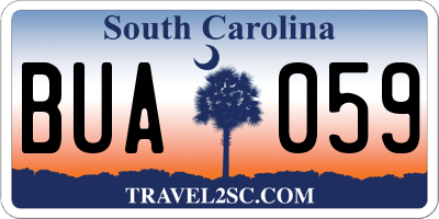 SC license plate BUA059