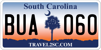 SC license plate BUA060