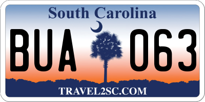 SC license plate BUA063