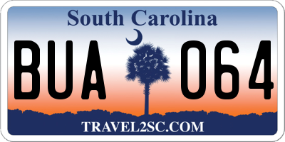 SC license plate BUA064