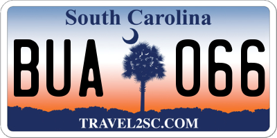 SC license plate BUA066