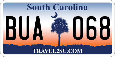 SC license plate BUA068