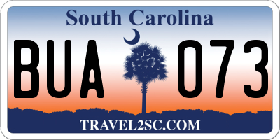 SC license plate BUA073