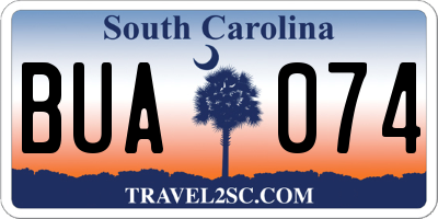 SC license plate BUA074