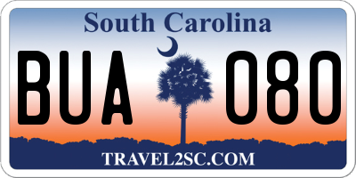 SC license plate BUA080