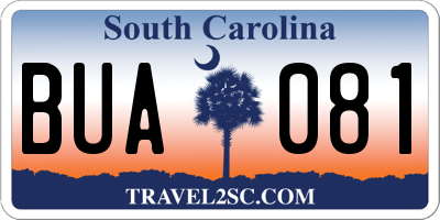SC license plate BUA081