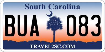 SC license plate BUA083