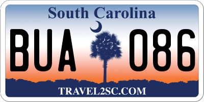 SC license plate BUA086