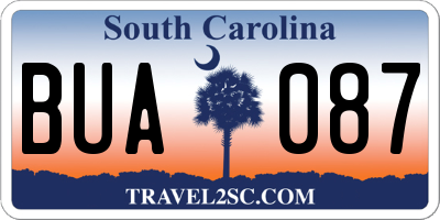 SC license plate BUA087