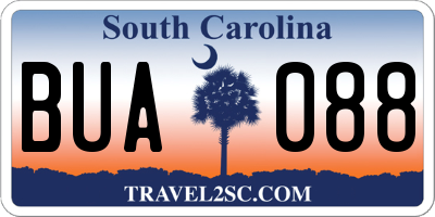 SC license plate BUA088