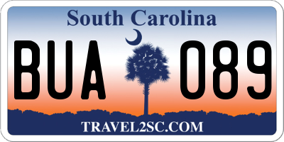SC license plate BUA089