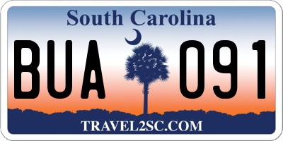 SC license plate BUA091