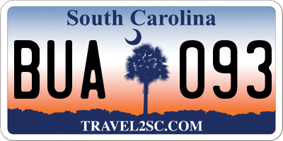 SC license plate BUA093