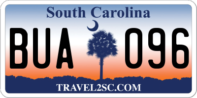 SC license plate BUA096