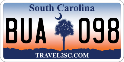 SC license plate BUA098