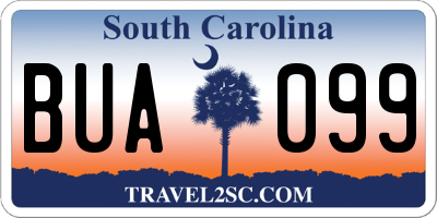 SC license plate BUA099