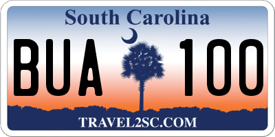 SC license plate BUA100