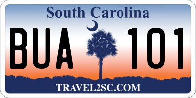SC license plate BUA101