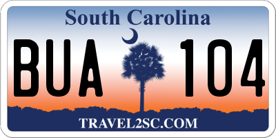 SC license plate BUA104