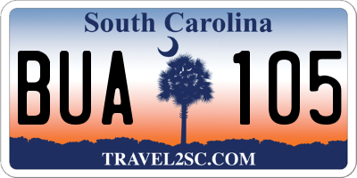 SC license plate BUA105