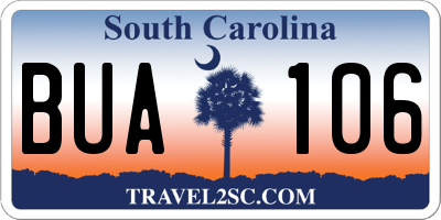 SC license plate BUA106