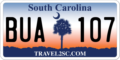 SC license plate BUA107