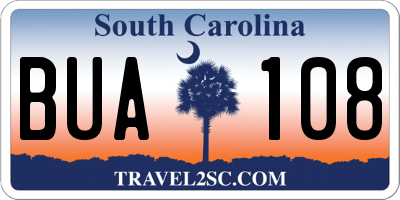 SC license plate BUA108