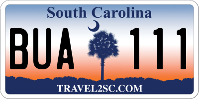SC license plate BUA111
