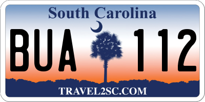 SC license plate BUA112