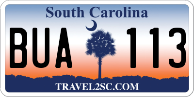 SC license plate BUA113