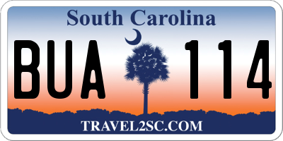 SC license plate BUA114