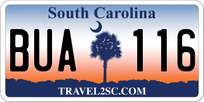 SC license plate BUA116