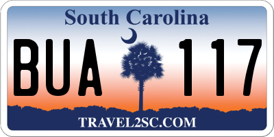 SC license plate BUA117