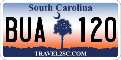SC license plate BUA120