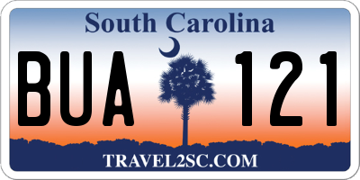 SC license plate BUA121