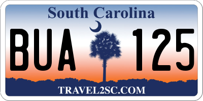 SC license plate BUA125