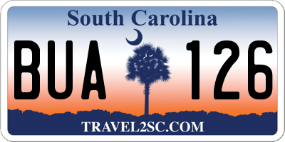 SC license plate BUA126