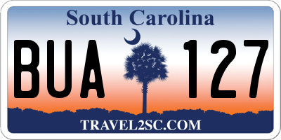 SC license plate BUA127