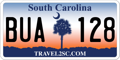 SC license plate BUA128