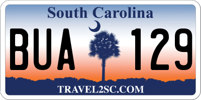 SC license plate BUA129