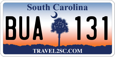 SC license plate BUA131