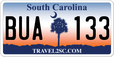 SC license plate BUA133