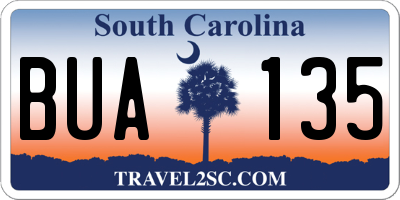 SC license plate BUA135