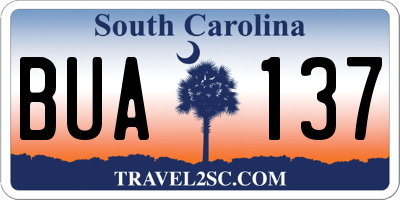 SC license plate BUA137
