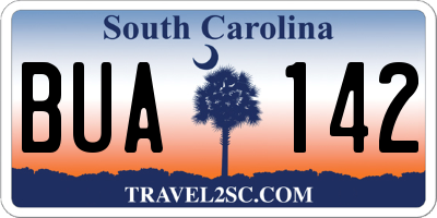 SC license plate BUA142