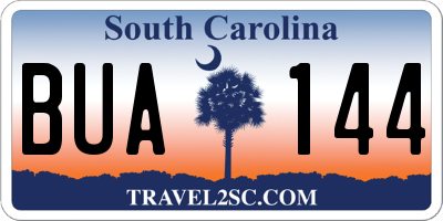 SC license plate BUA144