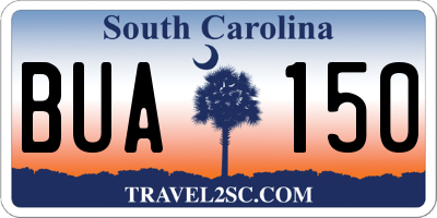 SC license plate BUA150