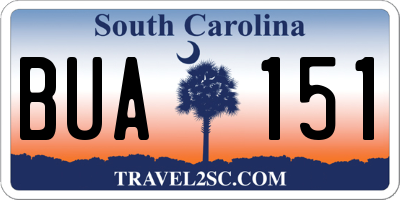 SC license plate BUA151