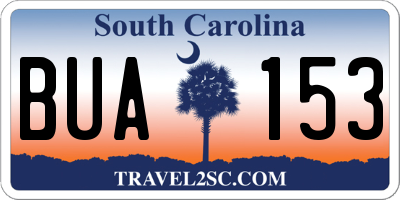 SC license plate BUA153