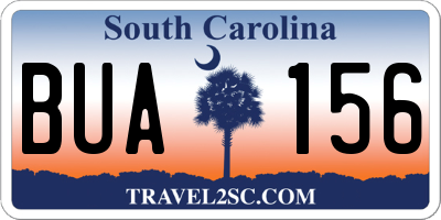 SC license plate BUA156